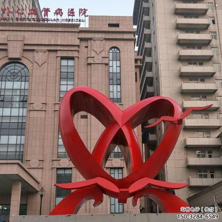 大型雙心雕塑公司制作，花園小品，不銹鋼雙心雕塑提供