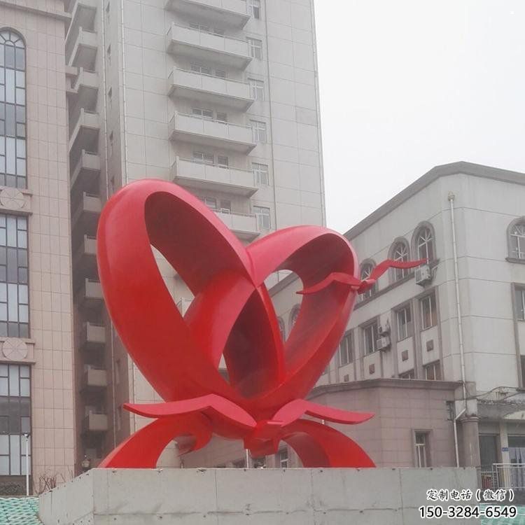 雙心雕塑制造商，城區(qū)小品，不銹鋼雙心雕塑定制