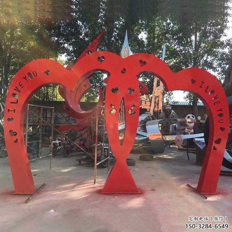 景觀心心相印雕塑定做，小區(qū)擺件，美陳雕塑制作