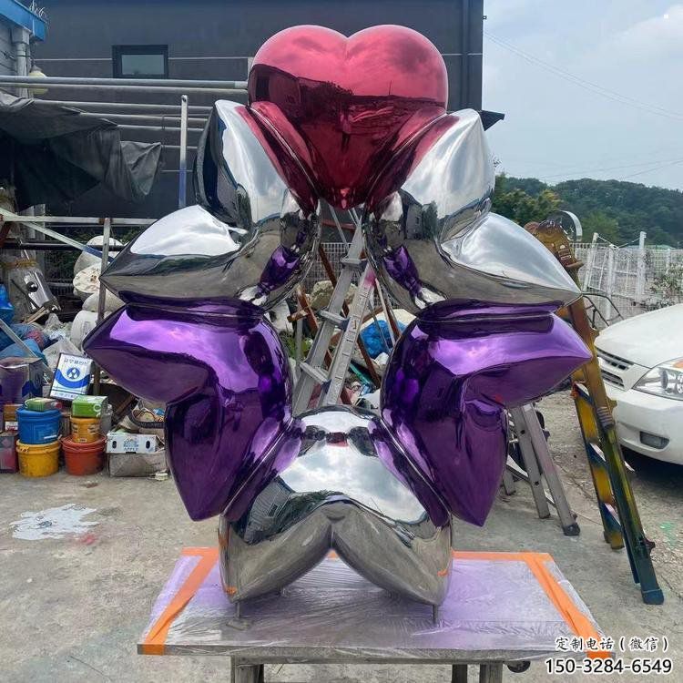 心心相印雕塑展品，室外軟裝，展示心形雕塑訂做