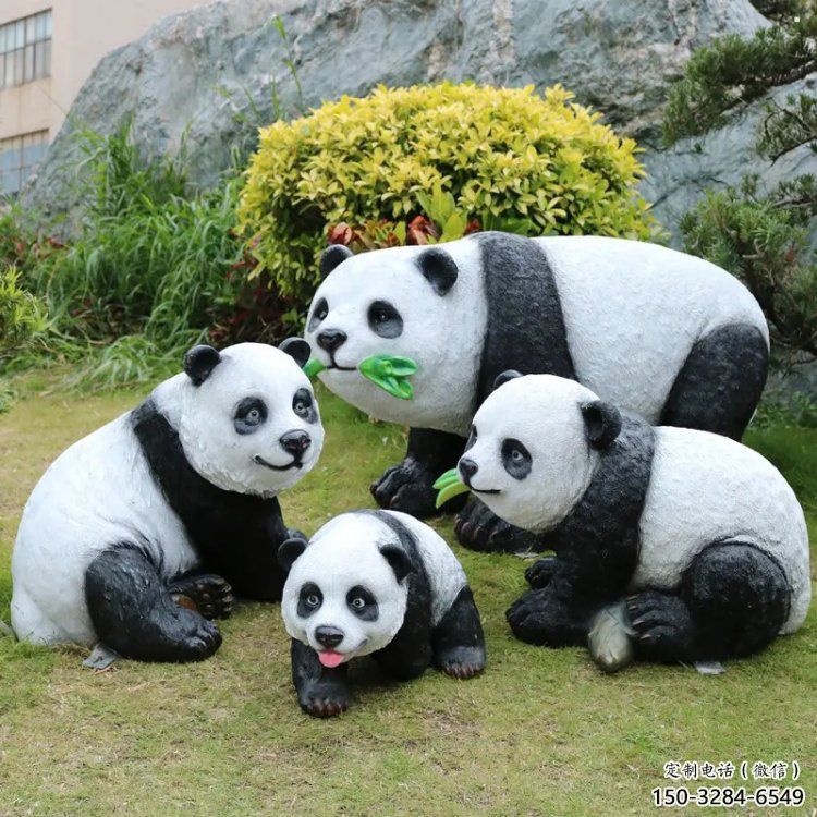 熊貓雕塑觀賞型，公園小品，仿真熊貓雕塑常用
