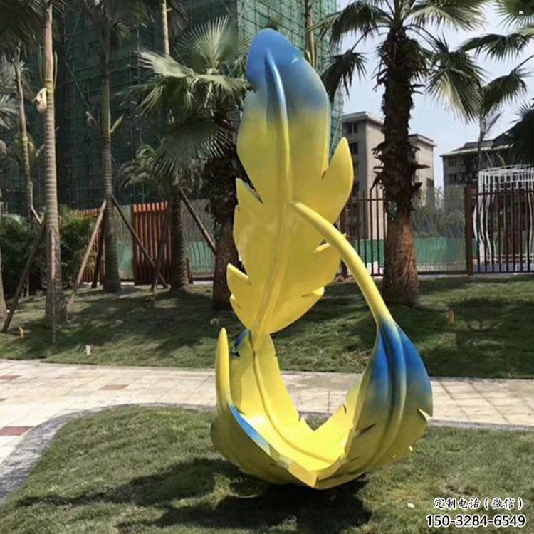 羽毛雕塑承接，景區(qū)案例，公園烤漆羽毛雕塑定制
