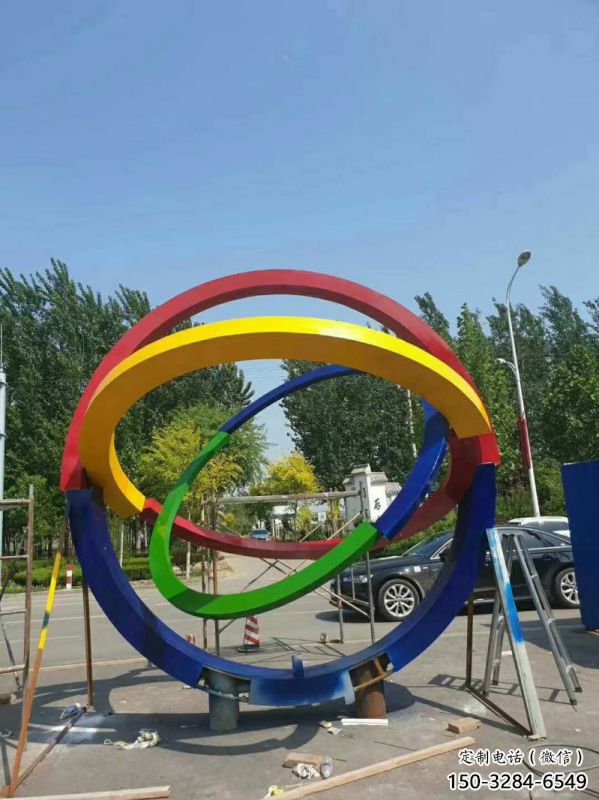 建筑雙環(huán)雕塑精選，露天雕塑，不銹鋼雙環(huán)雕塑訂做