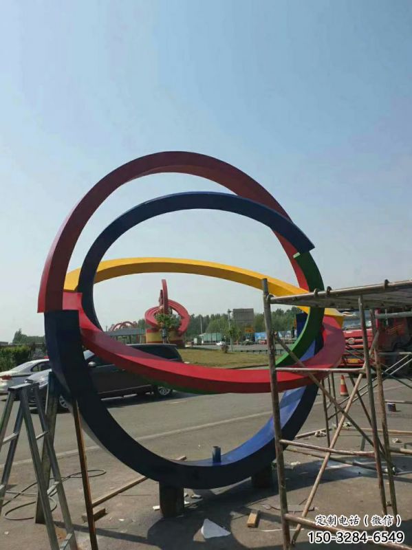 雙環(huán)雕塑制造，歐式風(fēng)格，不銹鋼雙環(huán)雕塑廠家定價