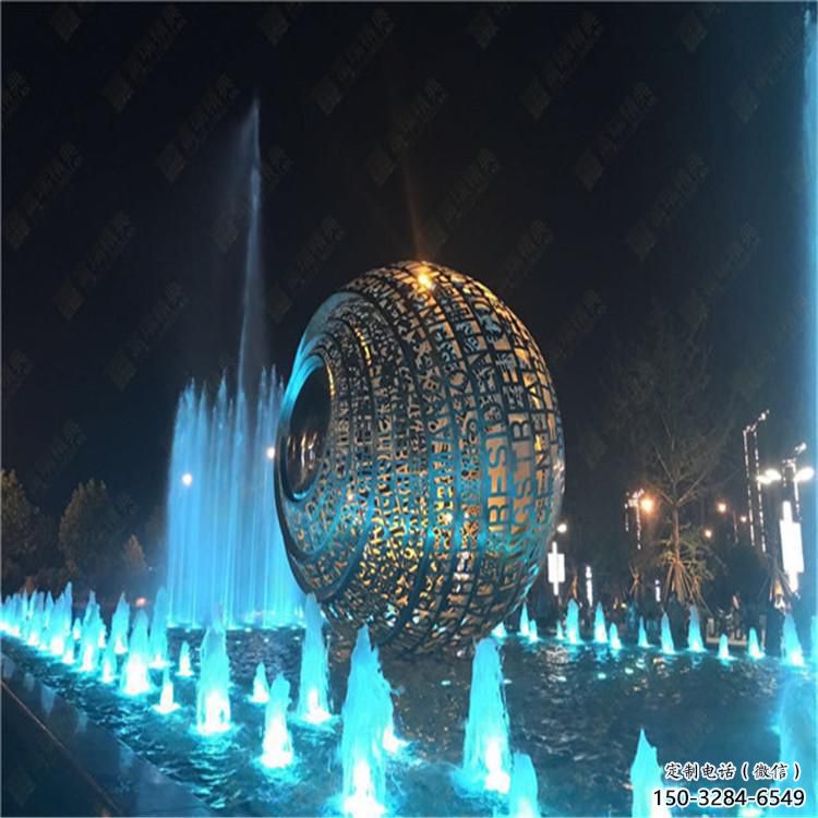水景圓環(huán)雕塑，燈光配置，燈光圓環(huán)雕塑制作廠家