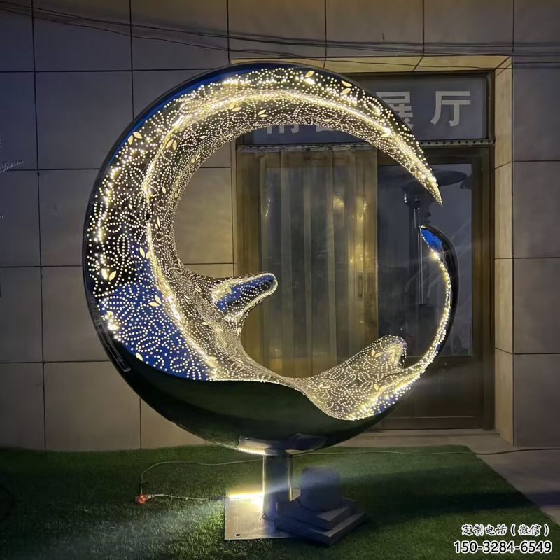 制造圓環(huán)雕塑專供，地標(biāo)擺件，燈光圓環(huán)雕塑訂做