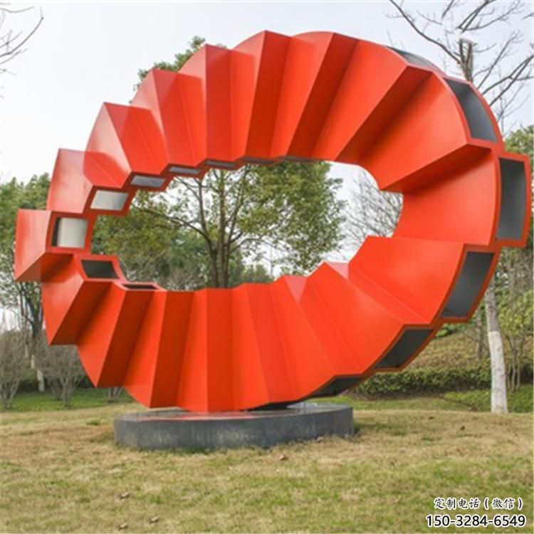 小圓環(huán)雕塑生產(chǎn)商，街頭藝術(shù)，藝術(shù)烤漆圓環(huán)雕塑精選