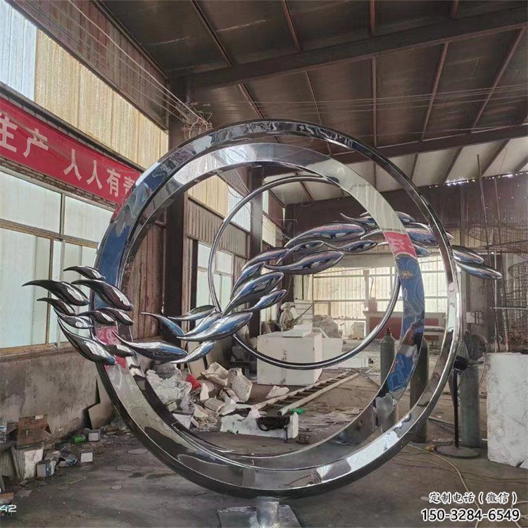 圓環(huán)雕塑觀賞型，廣場系列，民俗烤漆圓環(huán)雕塑優(yōu)選