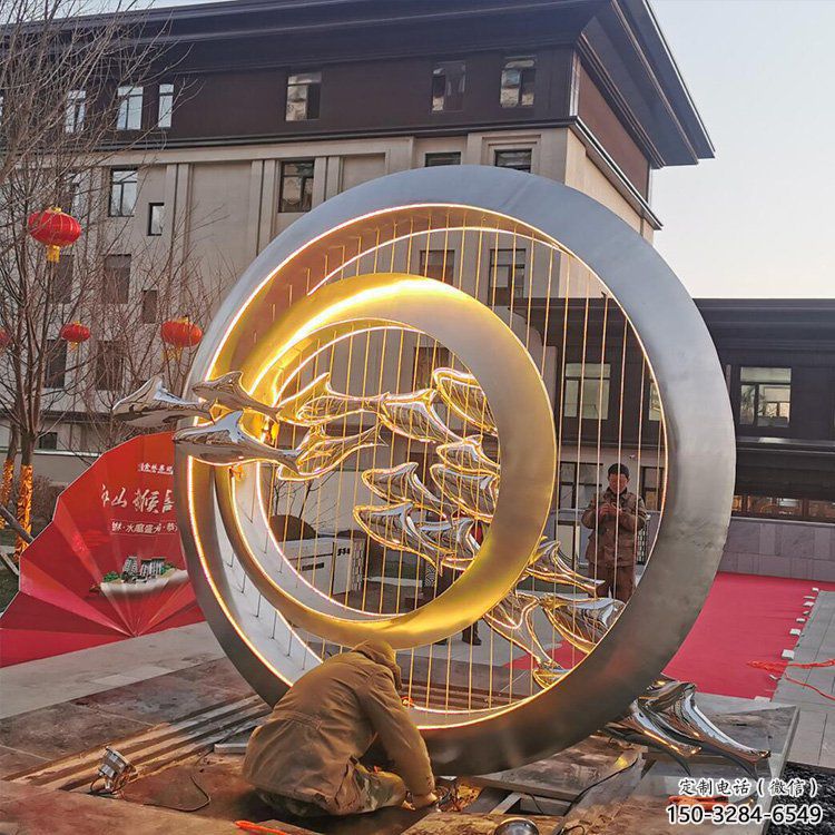 圓環(huán)雕塑精品，景觀概念，烤漆圓環(huán)雕塑通用
