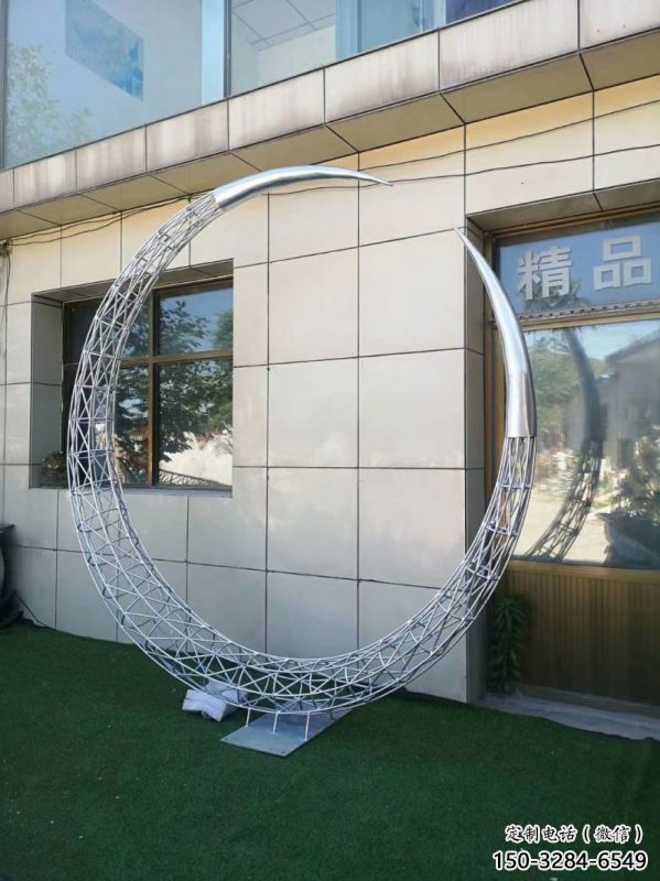 圓環(huán)雕塑制造商，小區(qū)擺件，白鋼鏤空?qǐng)A環(huán)雕塑提供