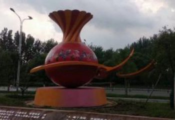 廣場(chǎng)花瓶雕塑訂做，城市雕塑，玻璃鋼花瓶雕塑工程