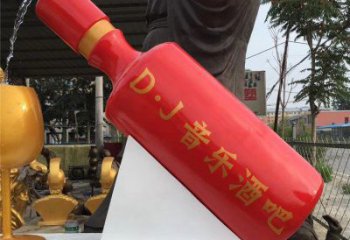 酒瓶雕塑批發(fā)，水景雕塑，抽象流水酒瓶雕塑定價