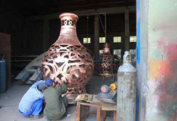 銅花瓶雕塑精選，室外軟裝，抽象銅花瓶雕塑廠家