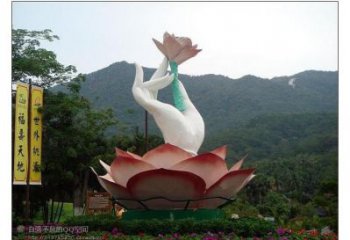 手拈花雕塑，街頭藝術(shù)，不銹鋼手拈花雕塑展品