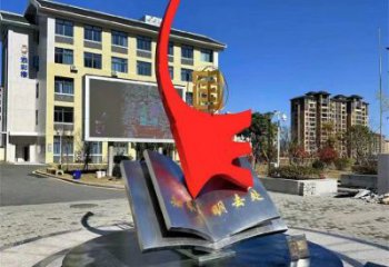 書籍雕塑制造，白鋼構(gòu)件，校園文化書籍雕塑廠家提供