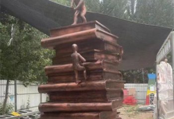 金屬疊書雕塑制作，陸地擺件，鑄銅疊書雕塑制造商