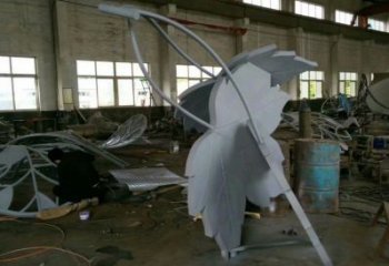 楓葉雕塑承接，鍛造工藝，不銹鋼楓葉雕塑訂做
