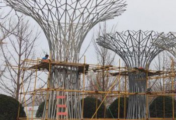 烤漆遮陽樹雕塑制造商，室外軟裝，鏤空遮陽樹雕塑制作