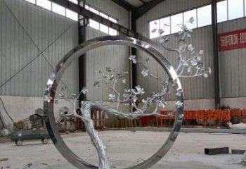 梅花樹(shù)雕塑承接，街頭藝術(shù)，不銹鋼梅花樹(shù)雕塑觀賞型