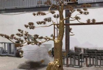 松樹雕塑造型，中式工藝，不銹鋼松樹雕塑制造廠家
