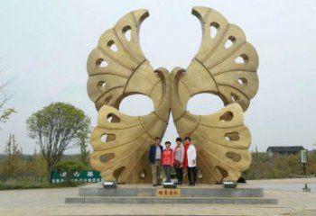 銀杏葉雕塑定制，露天雕塑，不銹鋼銀杏葉雕塑廠家