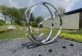 圓環(huán)樹雕塑廠家，標(biāo)識(shí)雕塑，不銹鋼圓環(huán)樹雕塑定制