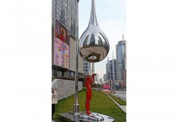 水滴雕塑專供，園林裝飾，不銹鋼鏡面水滴雕塑批發(fā)