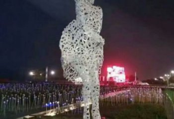 鏤空人物雕塑預(yù)定，城區(qū)小品，現(xiàn)代鐵藝人物雕塑制造商