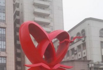 雙心雕塑制造商，城區(qū)小品，不銹鋼雙心雕塑定制