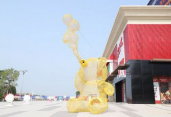 大型熊貓雕塑制作，花園小品，鏤空熊貓雕塑廠家
