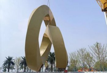 室內(nèi)圓環(huán)雕塑，拉絲景觀雕塑，抽象效果