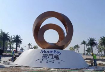 街道圓環(huán)雕塑，鍛造景觀雕塑，古銅效果