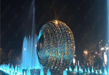 水景圓環(huán)雕塑，燈光配置，燈光圓環(huán)雕塑制作廠家