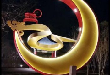 制造月亮雕塑廠家，地標(biāo)擺件，烤漆鏤空月亮雕塑精選