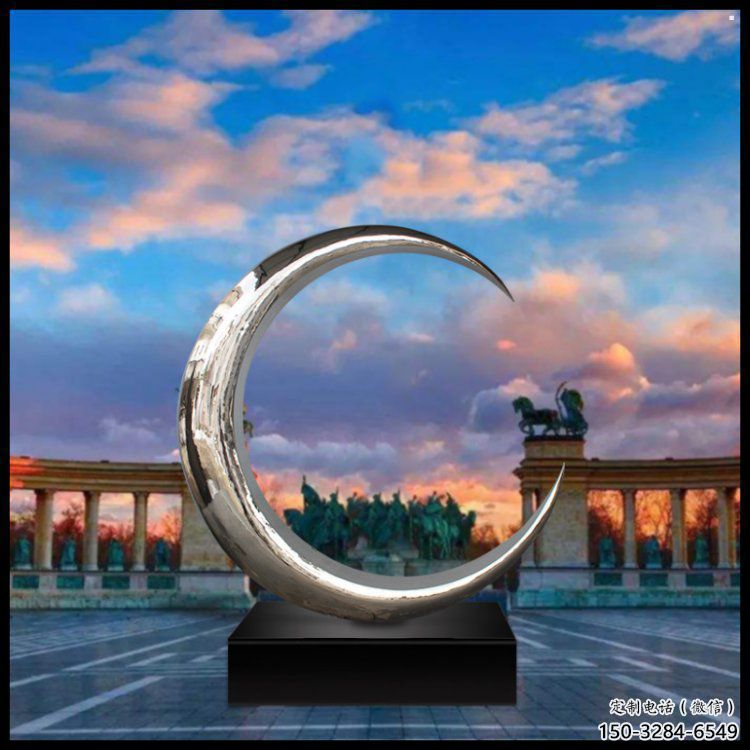 月牙雕塑精選，露天雕塑，景觀鏤空月牙雕塑訂做