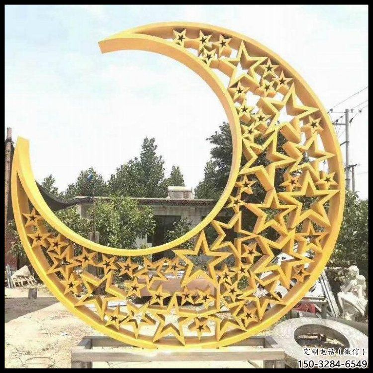 大型月亮雕塑常用，戶外擺放，不銹鋼月亮雕塑專供廠家