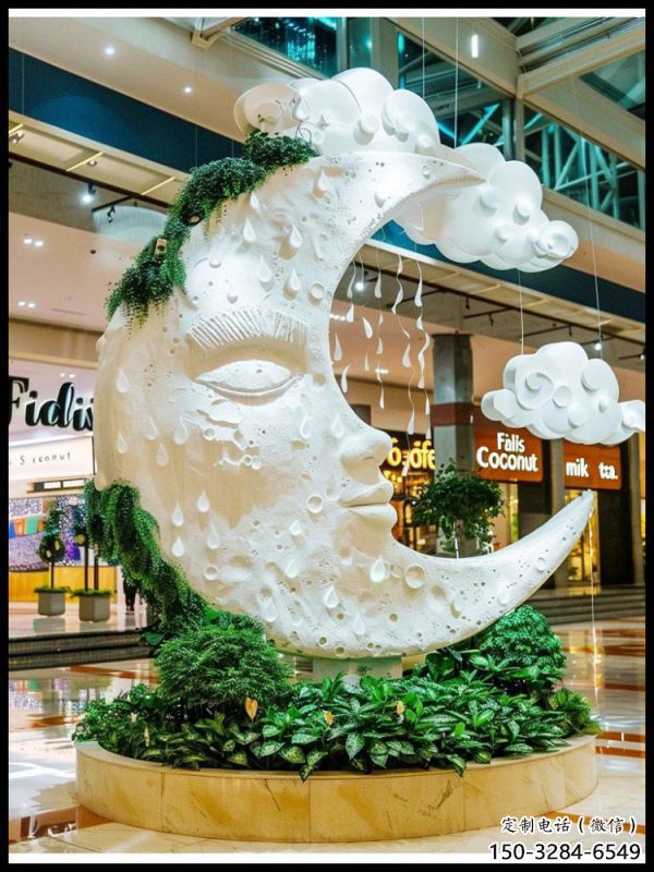 月亮雕塑展品，彩鋼制作，酒店不銹鋼月亮雕塑精品