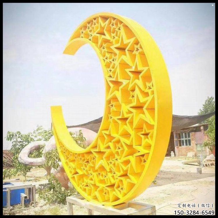 月亮船雕塑供應，城區(qū)小品，不銹鋼月亮船雕塑制造商