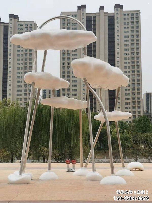 云朵雕塑服務(wù)商，創(chuàng)意雕塑，鏤空云朵雕塑訂做
