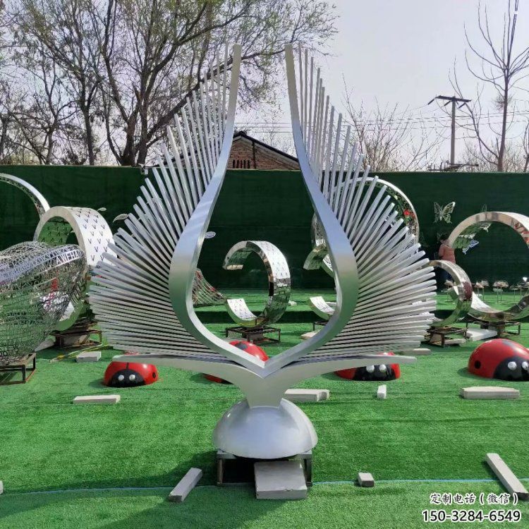 庭院翅膀雕塑，公園歐式雕塑，網(wǎng)格形式