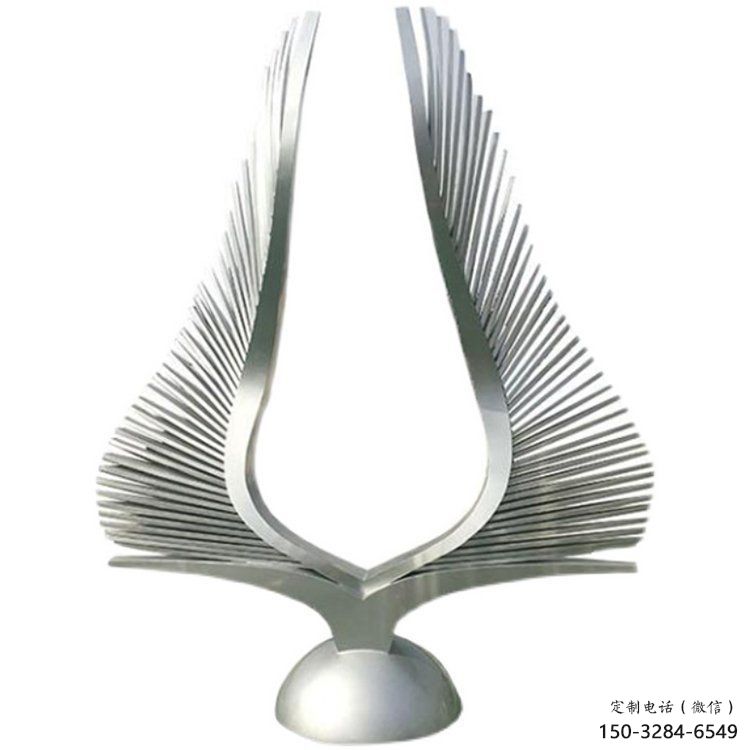 鏡面鳳尾雕塑，拉絲工藝，廣場(chǎng)抽象小品雕塑