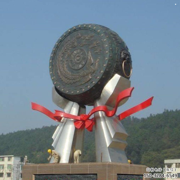 房地產(chǎn)銅鼓雕塑精品，標(biāo)識(shí)雕塑，小區(qū)銅鼓雕塑供給