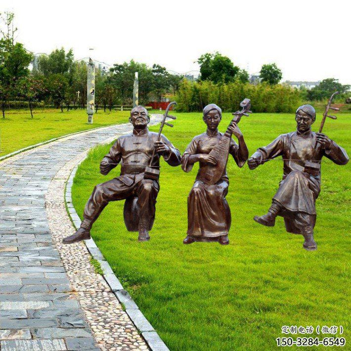 江門(mén)拉二胡雕塑點(diǎn)擊，景觀雕塑，別墅民俗人物雕塑供求