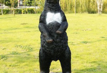 馬鞍山街道黑熊雕塑，仿真動物雕塑，古銅效果
