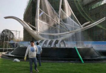 烏當(dāng)帆船噴泉雕塑，水景水秀組合，旱地帆船噴泉雕塑廠家