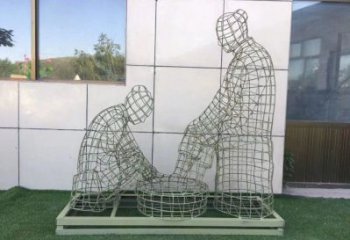 安順鏤空洗腳雕塑制作，園林裝飾，鐵藝孝道人物雕塑