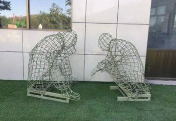 保定鏤空下棋雕塑供需，廣場(chǎng)雕塑，鐵藝民俗人物雕塑選用