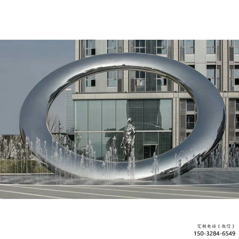 道外小區(qū)圓環(huán)雕塑，水簾噴泉雕塑，水景藝術(shù)效果