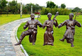 黑河拉二胡雕塑點(diǎn)擊，景觀雕塑，別墅民俗人物雕塑供求