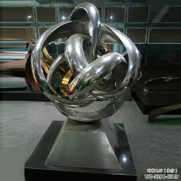 青云譜地產(chǎn)雙環(huán)雕塑定做，城區(qū)小品，景觀不銹鋼雙環(huán)雕塑定價(jià)